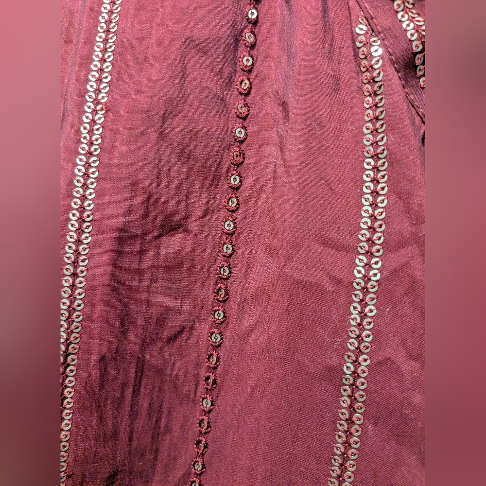 Men's Maroon Kurta with Gold Stripes - Picture 2 of 5